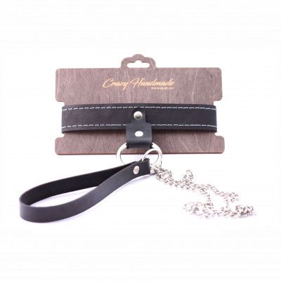 Узкий однослойный ошейник с поводком - Crazy Handmade - купить с доставкой в Сыктывкаре