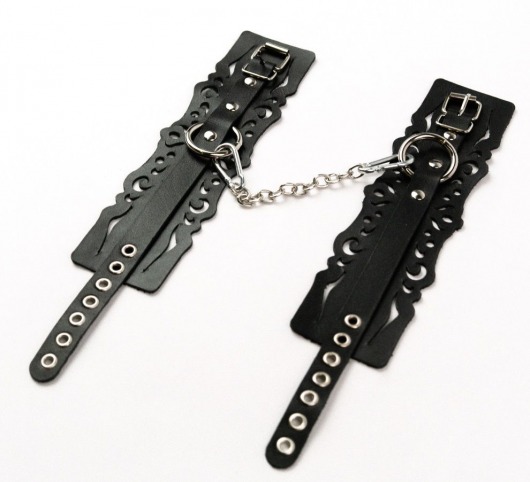 Узорчатые кожаные оковы с регулируемыми ремешками - Crazy Handmade - купить с доставкой в Сыктывкаре