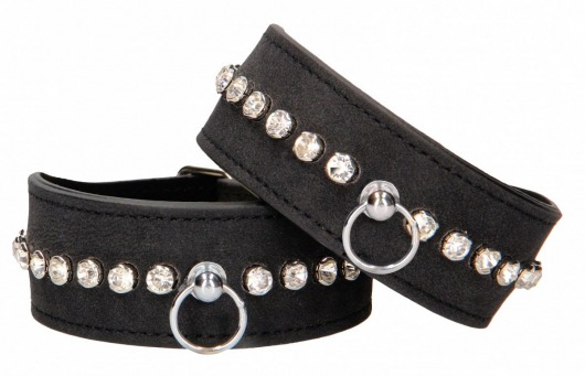 Черные поножи Diamond Studded Ankle Cuffs - Shots Media BV - купить с доставкой в Сыктывкаре