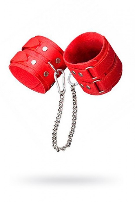 Кожаные красные оковы с цепочкой - Sitabella - купить с доставкой в Сыктывкаре