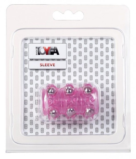 Розовая насадка c шариками Pleasure Sleeve - Toyfa Basic - в Сыктывкаре купить с доставкой