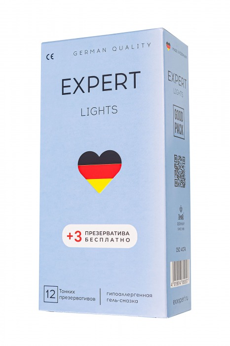 Ультратонкие презервативы EXPERT Lights - 12 шт.(+3 в подарок) - Expert - купить с доставкой в Сыктывкаре