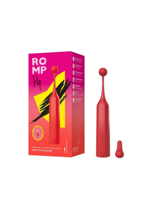 Красный клиторальный стимулятор Romp Pop - ROMP