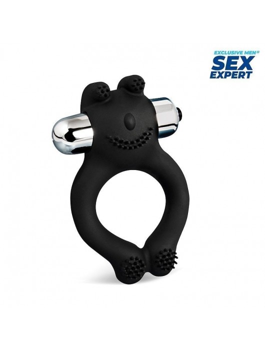 Черное силиконовое эрекционное виброкольцо Sex Expert - Sex Expert - в Сыктывкаре купить с доставкой