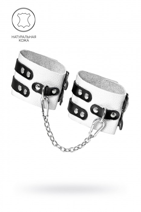 Бело-черные оковы с двумя ремешками и люверсами - Pecado - купить с доставкой в Сыктывкаре