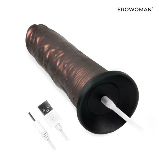 Коричневый вибратор-реалистик с пультом ДУ - 20,5 см. - Erowoman-Eroman