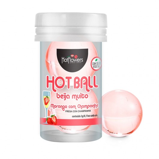 Лубрикант на масляной основе Hot Ball Beija Muito с ароматом клубники и шампанского (2 шарика по 3 гр.) - HotFlowers - купить с доставкой в Сыктывкаре