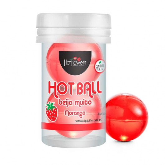 Лубрикант на масляной основе Hot Ball Beija Muito с ароматом клубники (2 шарика по 3 гр.) - HotFlowers - купить с доставкой в Сыктывкаре