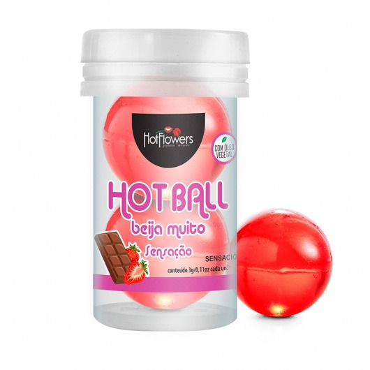 Лубрикант на масляной основе Hot Ball Beija Muito с ароматом шоколада и клубники (2 шарика по 3 гр.) - HotFlowers - купить с доставкой в Сыктывкаре