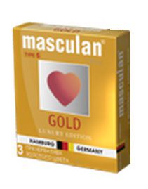 Презервативы Masculan Ultra Gold с золотым напылением и ароматом ванили - 3 шт. - Masculan - купить с доставкой в Сыктывкаре