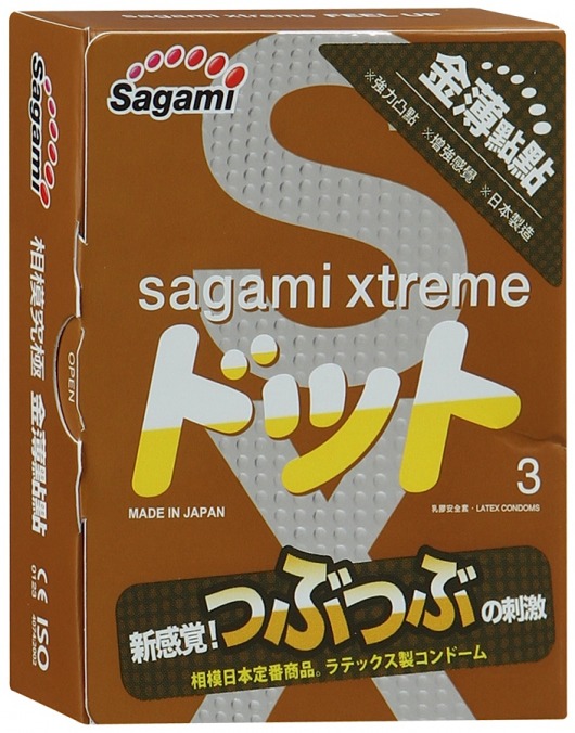 Презервативы Sagami Xtreme FEEL UP с точечной текстурой и линиями прилегания - 3 шт. - Sagami - купить с доставкой в Сыктывкаре