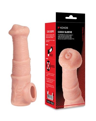 Телесная фантазийная насадка на член Cock Sleeve Size M - KOKOS - в Сыктывкаре купить с доставкой