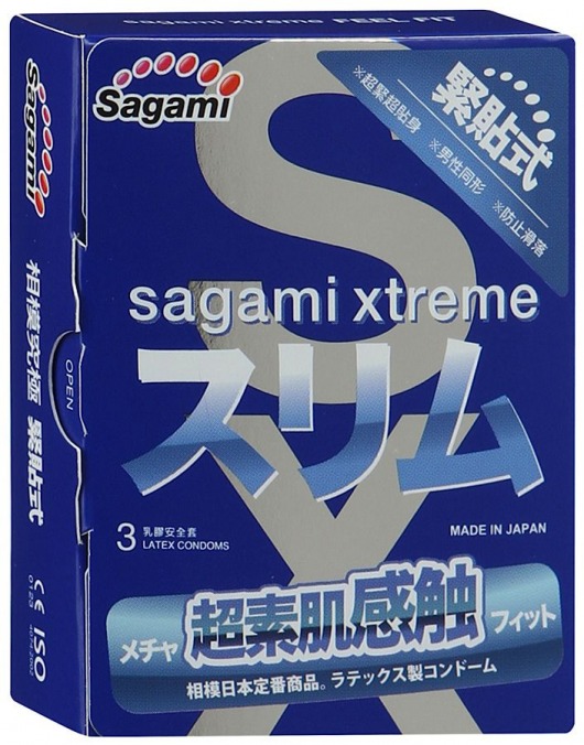 Розовые презервативы Sagami Xtreme FEEL FIT 3D - 3 шт. - Sagami - купить с доставкой в Сыктывкаре