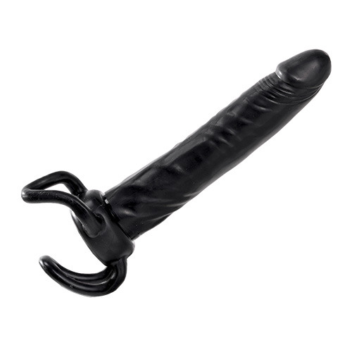 Чёрная насадка-фаллос для двойного проникновения INFLATABLE DILDO SLIM DONG  - 13,5 см. - Toyz4lovers - в Сыктывкаре купить с доставкой