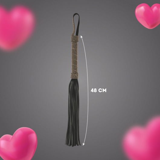 Черная плеть с заклепками на рукояти - 48 см. - Волшебная страна - купить с доставкой в Сыктывкаре