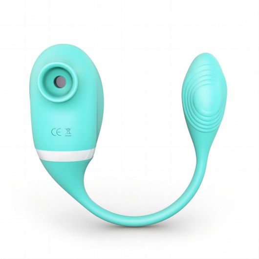 Мятный вакуумный вибростимулятор Tadpole Vibrating Dual Stimulation с виброхвостиком - Tracy s Dog