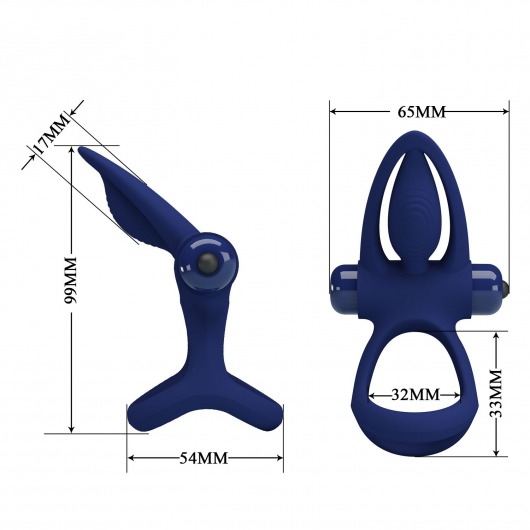 Синее эрекционное кольцо с 10 режимами вибрации и подхватом мошонки - Baile - в Сыктывкаре купить с доставкой