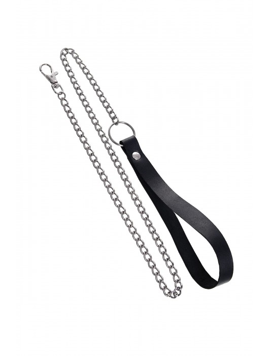 Черный кожаный ошейник-воротник с поводком - Pecado - купить с доставкой в Сыктывкаре