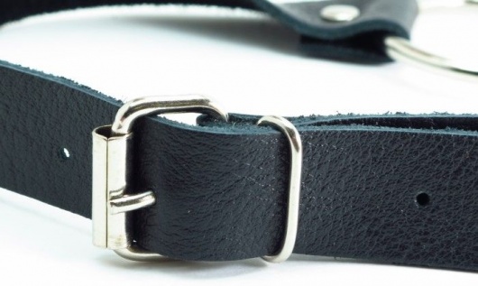 Черный кожаный кляп с кольцом - БДСМ Арсенал - купить с доставкой в Сыктывкаре