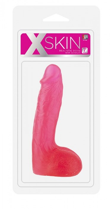 Розовый фаллоимитатор XSKIN 7 PVC DONG - 18 см. - Dream Toys