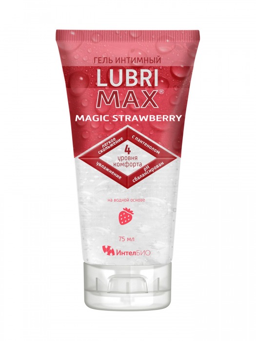 Интимный гель-смазка на водной основе Lubrimax Magic Strawberry - 75 мл. - ИнтелБИО - купить с доставкой в Сыктывкаре