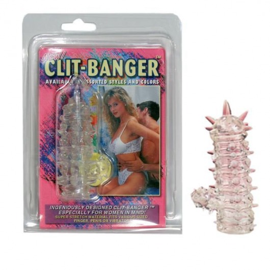 Прозрачная насадка с шипами и клиторальной шишечкой CLIT-BANGER SLEEVE IN CLEAR - Tonga - в Сыктывкаре купить с доставкой