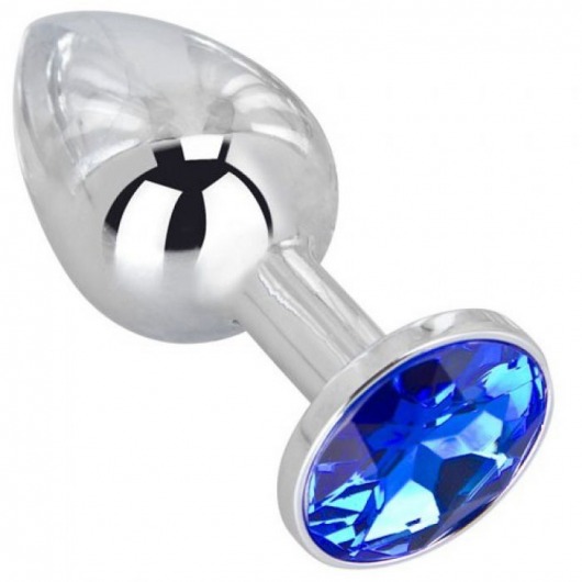 Анальное украшение BUTT PLUG  Small с синим кристаллом - 7 см. - Anal Jewelry Plug - купить с доставкой в Сыктывкаре