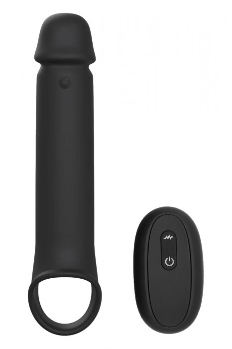 Черная насадка-удлинитель с вибрацией Vibrating Extender With Remote - Dream Toys - в Сыктывкаре купить с доставкой