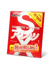 Утолщенный презерватив Sagami Xtreme FEEL LONG с точками - 1 шт. - Sagami - купить с доставкой в Сыктывкаре