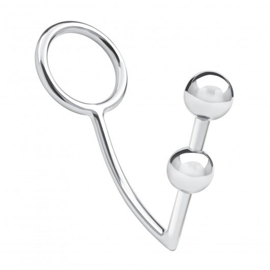 Кольцо на пенис с анальным стимулятором Two Bead Stainless Steel Anal Hook   Cock Ring - BlueLine - в Сыктывкаре купить с доставкой