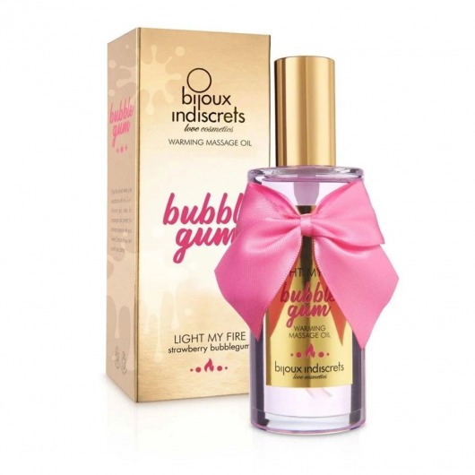 Разогревающее массажное масло Light My Fire Bubble Gum с ароматом бабл-гам - 100 мл. - Bijoux Indiscrets - купить с доставкой в Сыктывкаре