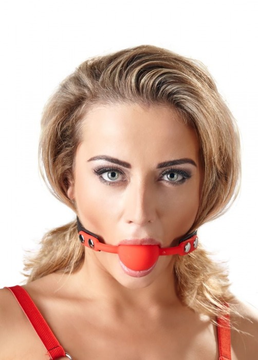 Силиконовый кляп-шар на чёрных ремешках Red Gag silicone - Orion - купить с доставкой в Сыктывкаре