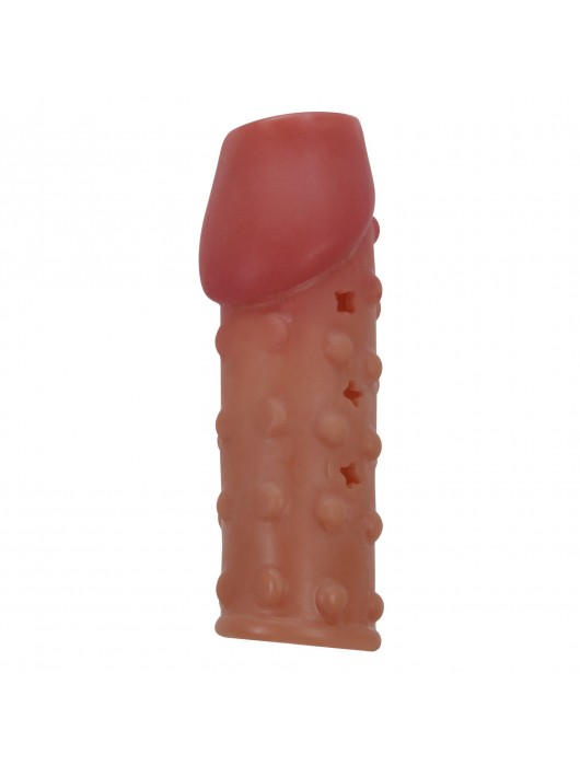 Телесная открытая насадка на пенис с бугорками - 19,8 см. - Baile - в Сыктывкаре купить с доставкой