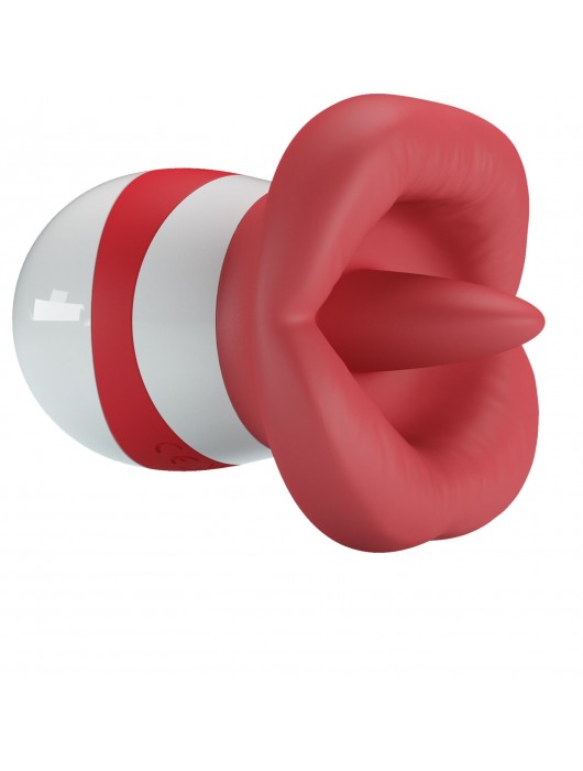 Красно-белый клиторальный стимулятор в форме рта Mina - Baile