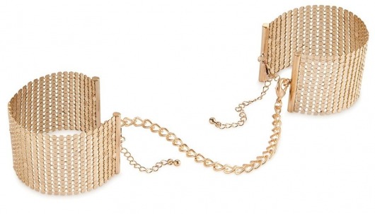 Дизайнерские золотистые наручники Desir Metallique Handcuffs Bijoux - Bijoux Indiscrets - купить с доставкой в Сыктывкаре