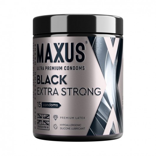 Черные утолщенные презервативы MAXUS Extra Strong с железным кейсом - 15 шт. - Maxus - купить с доставкой в Сыктывкаре