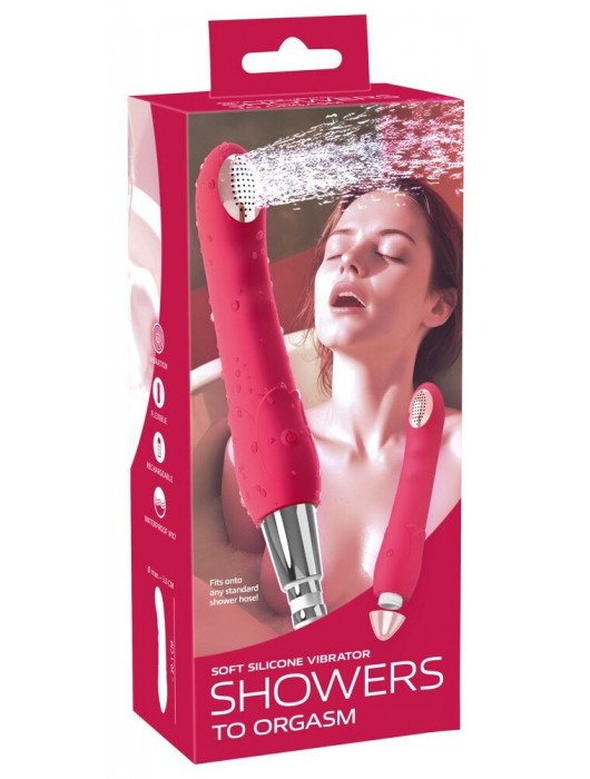 Малиновая насадка на душ с вибрацией Showers to orgasm - 20,1 см. - Orion - купить с доставкой в Сыктывкаре