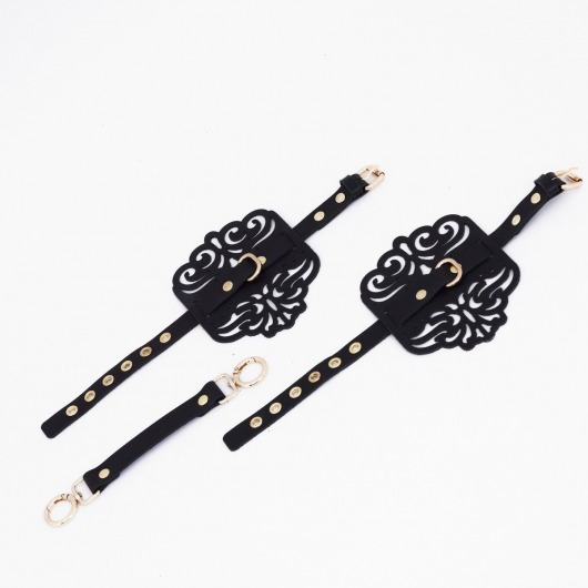 Черный фигурные оковы с золотистой фурнитурой - Crazy Handmade - купить с доставкой в Сыктывкаре Черный фигурные оковы с золотистой фурнитурой - Crazy Handmade - купить с доставкой в Сыктывкаре