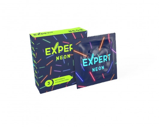 Светящиеся в темноте презервативы Expert Neon - 3 шт. - Expert - купить с доставкой в Сыктывкаре