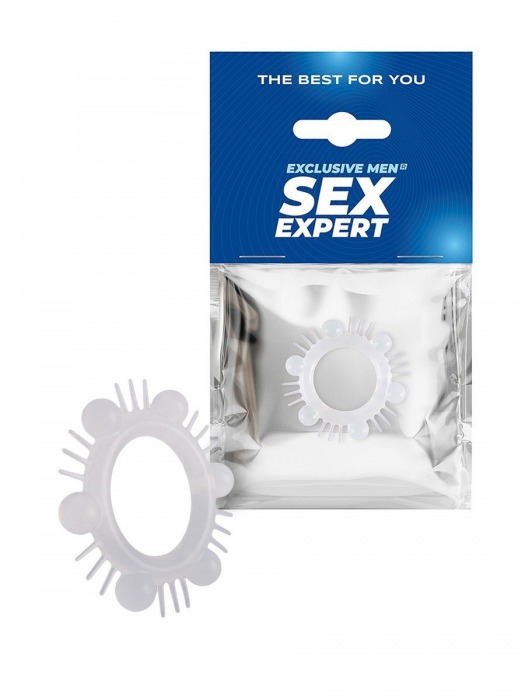 Эластичное эрекционное кольцо с шипиками и шариками - Sex Expert - в Сыктывкаре купить с доставкой
