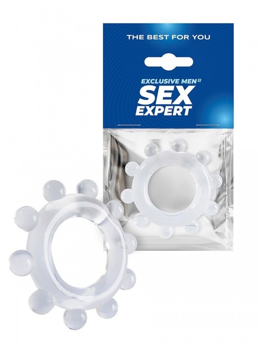 Прозрачное эрекционное кольцо со стимулирующими шариками - Sex Expert - в Сыктывкаре купить с доставкой