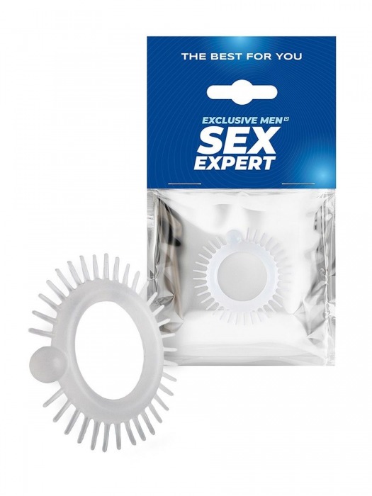 Эластичное эрекционное кольцо с шипиками и шариком - Sex Expert - в Сыктывкаре купить с доставкой