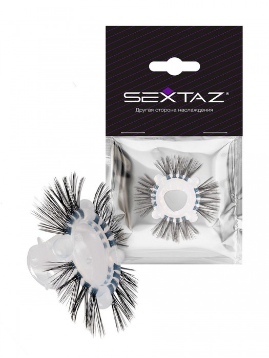 Эластичное эрекционное кольцо с черными «ресничками» - Sextaz - в Сыктывкаре купить с доставкой