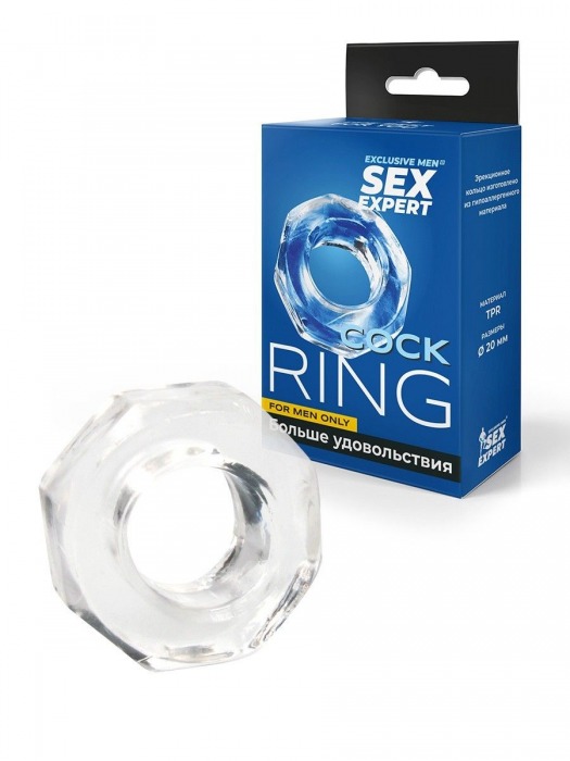 Прозрачное эрекционное кольцо в форме гайки - Sex Expert - в Сыктывкаре купить с доставкой