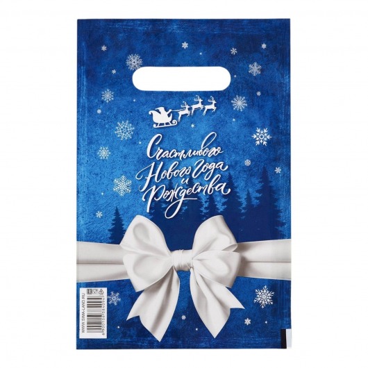 Сине-белый подарочный новогодний пакет с вырубной ручкой (20х30 см) - Сима-Ленд - купить с доставкой в Сыктывкаре