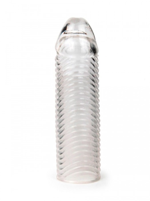 Прозрачная закрытая насадка на пенис с ребрышками - 16 см. - Sex Expert - в Сыктывкаре купить с доставкой