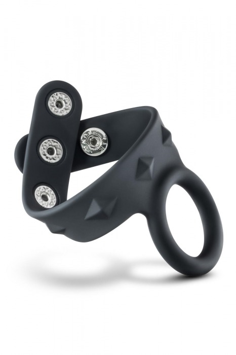 Черное эрекционное кольцо с подхватом мошонки на кнопках VS6 - Blush Novelties - в Сыктывкаре купить с доставкой
