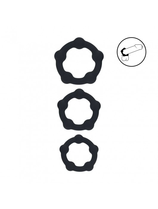 Набор из 3 эрекционных колец Beaded Silicone Cockring Set - Shots Media BV - в Сыктывкаре купить с доставкой