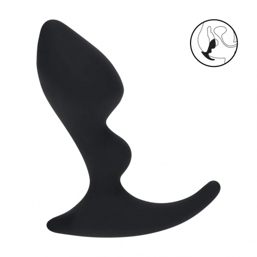 Черная анальная пробка для массажа простаты Double Ripple Silicone Prostate Massager - Shots Media BV - в Сыктывкаре купить с доставкой