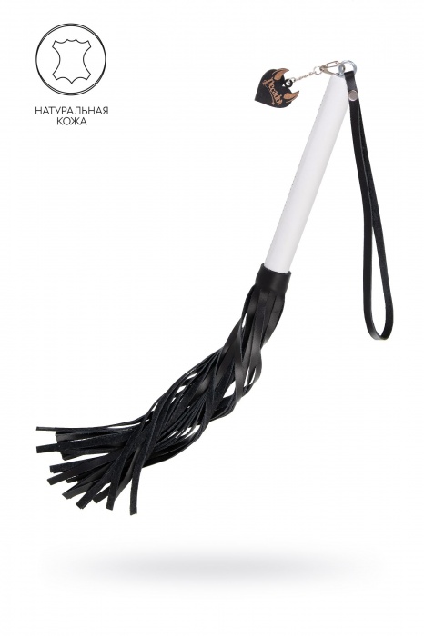 Плеть с белой рукоятью и чёрными хлыстами - 50 см. - Pecado - купить с доставкой в Сыктывкаре